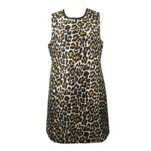 J.Crew Leopard Print Shift Dress Size 12 A-line Back Zip Above Knee Sleeveless